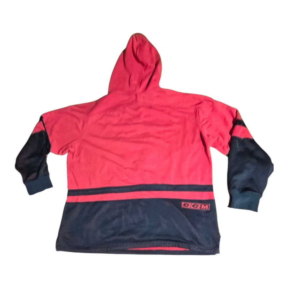 Vintage CCM NHL Chicago Blackhawks Hoodie Sweatshirt‎ Red Black XL A27